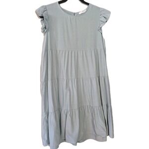 Women Medium Babydoll Soft Tiered Layers Flutter Sleeves Festival  Minimalist